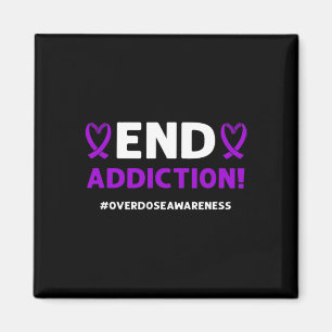 Aimant Finissez la dépendance ! Ruban Violet. Sensibilisa