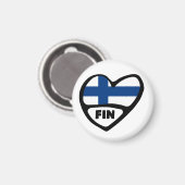 Aimant Finlande Code Pays Coeur Drapeau, FIN (Recto/Verso)