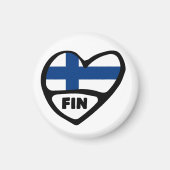 Aimant Finlande Code Pays Coeur Drapeau, FIN (Devant)