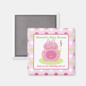 Aimant Fiona la grenouille rose Carré Favoriser l'aimant (Recto/Verso)