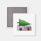 Aimant Fire Truck Christmas Tree Xmas Lights Firefighter  (Recto/Verso)
