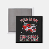 Aimant Firefighter Christmas Pajama - Fire Truck Funny Fi (Recto/Verso)