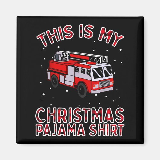 Aimant Firefighter Christmas Pajama - Fire Truck Funny Fi (Devant)