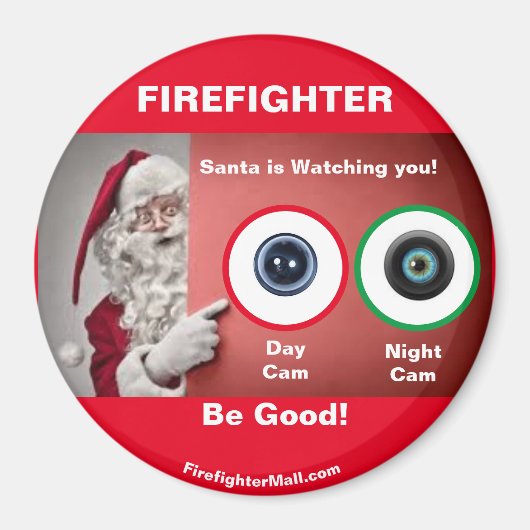 Aimant FIREFIGHTER Père Noël vous regarde ! (Devant)