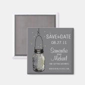 Aimant Fireflies & Mason Jar Vintage Enregistrer la date (Recto/Verso)