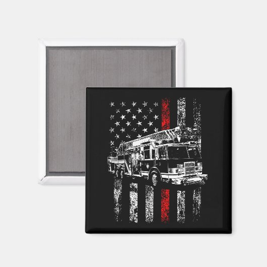 Aimant Fireman American Flag Thin Red Line Firefighter  (Recto/Verso)