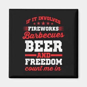 Aimant Fireworks Barbecues Bière Et Liberté Drôle 4ème De