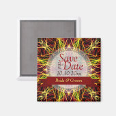 Aimant Fireworks Fractal Hearts Enregistrer la date Annon (Recto/Verso)