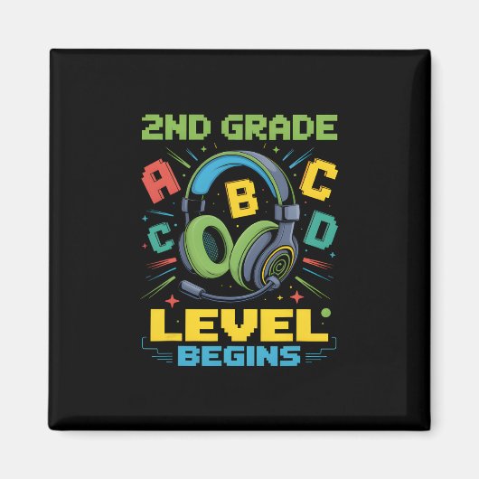 Aimant First Day Of 2nd Grade Level Begins Shirt Gamer Bo (Devant)