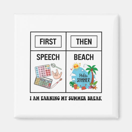 Aimant First Speech Then Beach Funny Speech Therapy Summe (Devant)