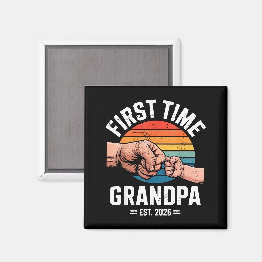 Aimant First Time Grandpa Est 2026 Baby Announcement Grea (Recto/Verso)