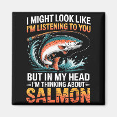 Aimant Fisherman Fish Angler Thinking About Salmon Fishin (Devant)