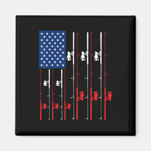 Aimant Fishing Rod Us Drapeau Chemise mignonne Poisson Ch