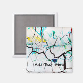 Aimant Fissures Abstraites en bleu jaune vert (Recto/Verso)