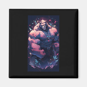 Aimant Fitness musculation gym culturiste anime ours Wo