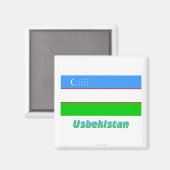Aimant Flagge de l'Ouzbékistan mit Namen (Recto/Verso)