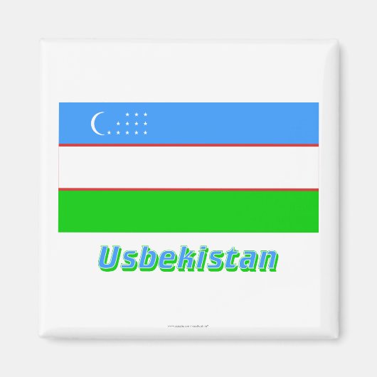 Aimant Flagge de l'Ouzbékistan mit Namen (Devant)