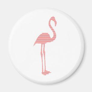 Aimant Flamant rose - bandes - rose et blanc