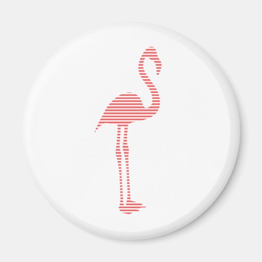 Aimant Flamant rose - bandes - rose et blanc. (Devant)