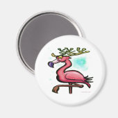 Aimant Flamant rose Christmas Reindeer (Recto/Verso)