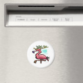 Aimant Flamant rose Christmas Reindeer (In Situ (Lave-vaisselle))