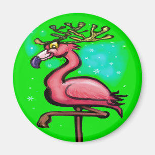 Aimant Flamant rose Christmas Reindeer