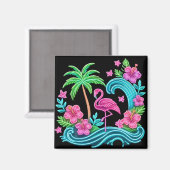 Aimant Flamant rose de néon tropical (Recto/Verso)