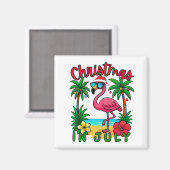 Aimant Flamant rose de Noël en juillet (Recto/Verso)