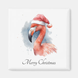 Aimant Flamant rose de Père Noël personnalisé