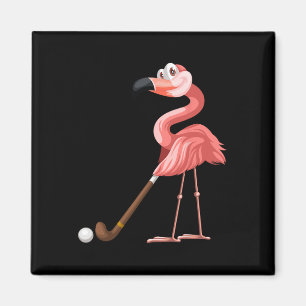 Aimant Flamant rose Flamant rose de hockey Jouer Hockey