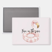 Aimant Flamant Rose Flotte Fun au Soleil (Recto/Verso)