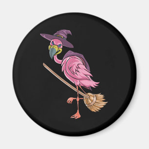 Aimant Flamant rose Halloween Flamant rose sorcière par