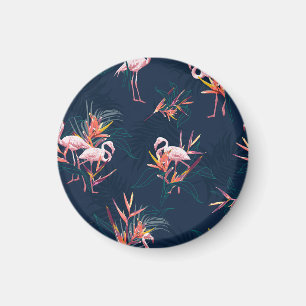 Aimant Flamant rose hawaïen : oeuvre Vintage tropicale