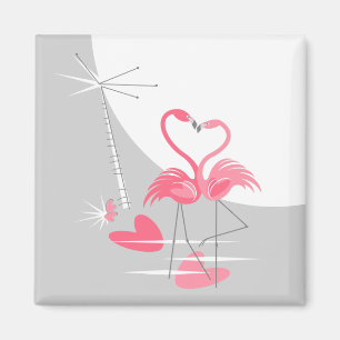 Aimant Flamant rose Love Grand carré magnétique Lune