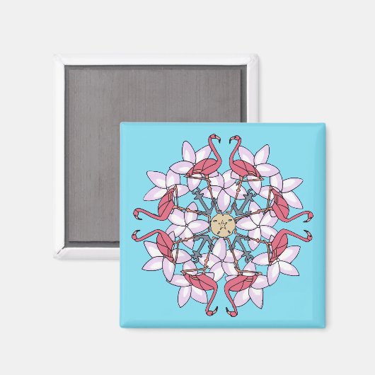 Aimant Flamant rose Mandala-aimant (Recto/Verso)