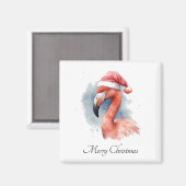 Aimant Flamant rose père Noël Snowbird, personnalisé (Recto/Verso)