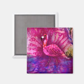 Aimant - Flamant rose rose Abstrait lunaire (Recto/Verso)