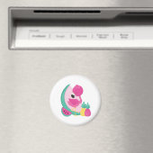 Aimant Flamant rose rose avec pastèque et ananas (In Situ (Lave-vaisselle))
