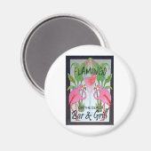 Aimant Flamant rose Rose Bar & Grill Beach Thème Boisson (Recto/Verso)