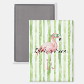 Aimant Flamant rose rose blanc vert (Recto/Verso)