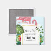 Aimant Flamant rose rose élégant et douche tropicale Feui (Recto/Verso)
