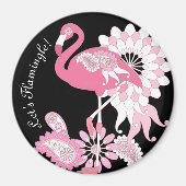 Aimant Flamant rose rose marron noir moderne personnalisé (Devant)