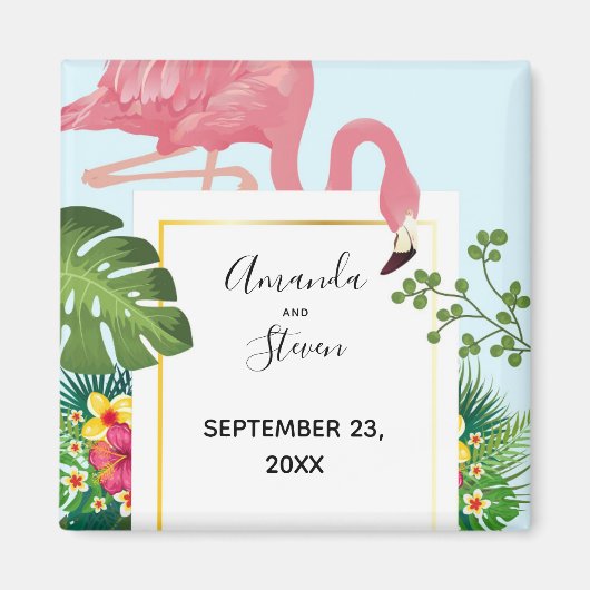 Aimant Flamant rose rose moderne mariage Enregistrer la d (Devant)