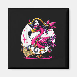 Aimant Flamant rose rose Pirate Fête d'Halloween - Jolly