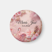 Aimant Flamant rose tropical Quinceañera, coutume (Devant)