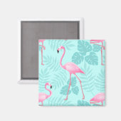 Aimant Flamant Rose Vintage Bleu Clair (Recto/Verso)