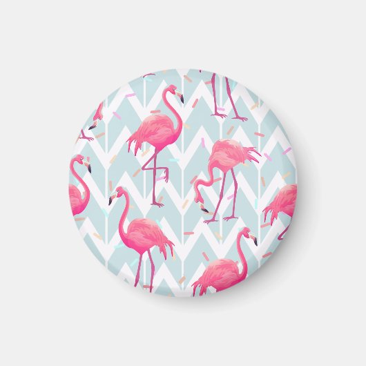 Aimant Flamants roses gris clair : Vintage tropical. (Devant)