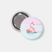 Aimant Flamants roses pastel moderne rayé (Recto/Verso)