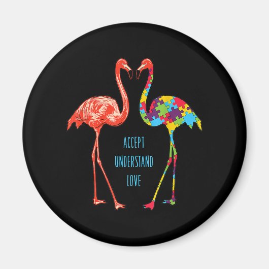 Aimant Flamingo | Accept Understand Love Autism Flamingo (Devant)