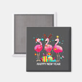 Aimant Flamingo Santa Hat Happy New Year Light Long Sleev (Recto/Verso)